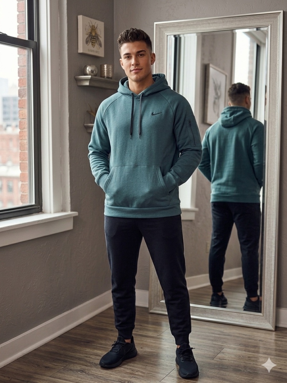 Nike Therma-FIT Men's Hooded Fitness Sweatshirt Seaweed Green Size XL.